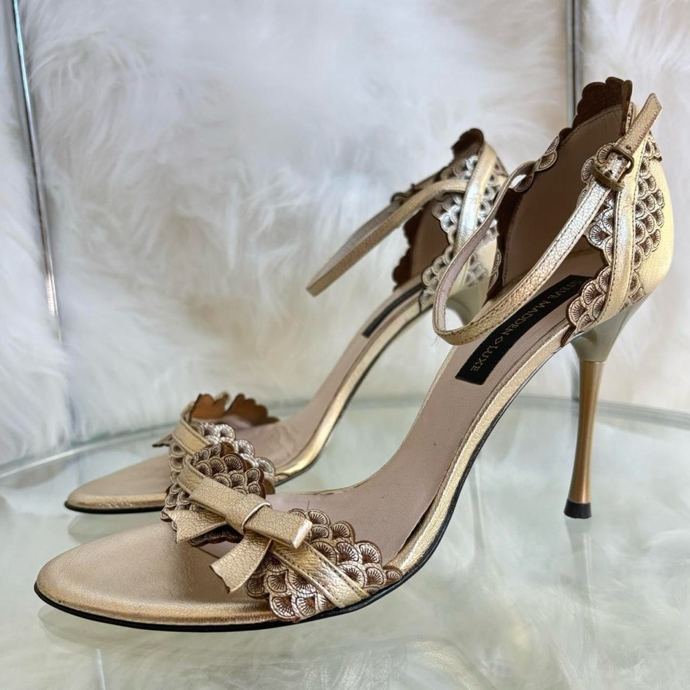 Steve Madden Gold Heels with Bow Detail